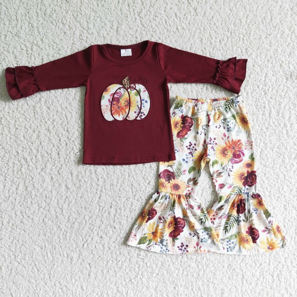 NEW Floral Pumpkin Flare Pants Set